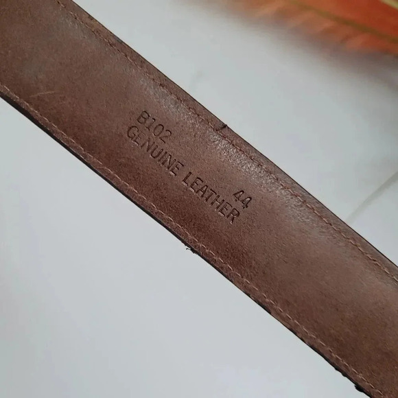 Badger, Brown Leather Silver Tone Fish Design Braided Belt, Men's Size 44 - Picture 11 of 13